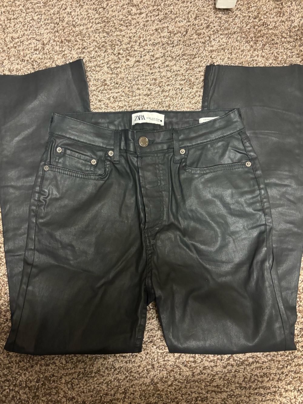 Zara Faux Leather Black Pants, Size6(28")